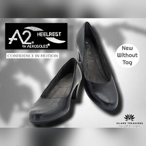 NWOT A2 by AEROSOLES Women's Size 9 Classic Black Heels Cushion Comfort Soles